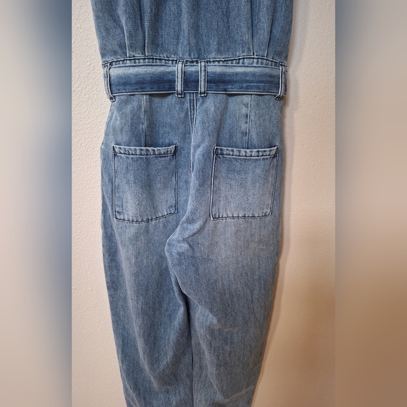 NWT Tnr Jeans Women's Denim Jumpsuit Belted Pockets Size XS - Picture 7 of 10